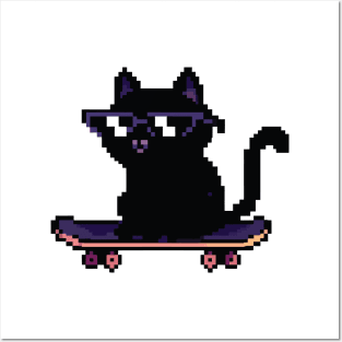 cat skating Posters and Art